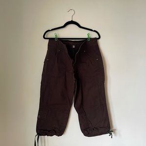 Chocolate Brown Cargo Capri Pants